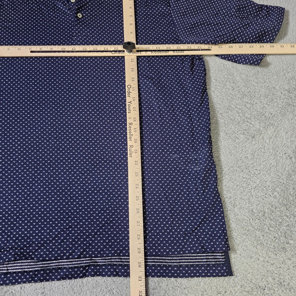 Polo Golf Ralph Lauren Mens L Polo Shirt Navy Blue Pima Cotton Geometric Print - Picture 2 of 6